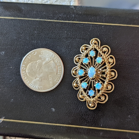 Broach antique heritage opal 14k yellow gold - Picture 1 of 4